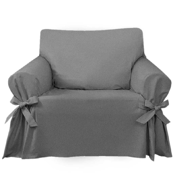 Capa Para Sofá De 1 Lugar Em Gorgurão Cor Cinza Grafite
