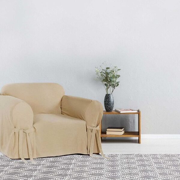 Capa Para Sofá De 1 Lugar Em Tecido Gorgurão Bege