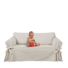 Capa Para Sofá De 3 Lugares Até 2,10m Em Brim Peletizado Crua