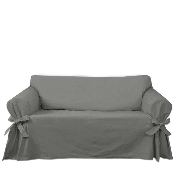 Capa Para Sofá De 3 Lugares Em Gorgurão Cor Cinza Grafite