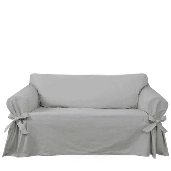 Capa Para Sofá De 4 Lugares Em Gorgurão Cor Cinza Claro
