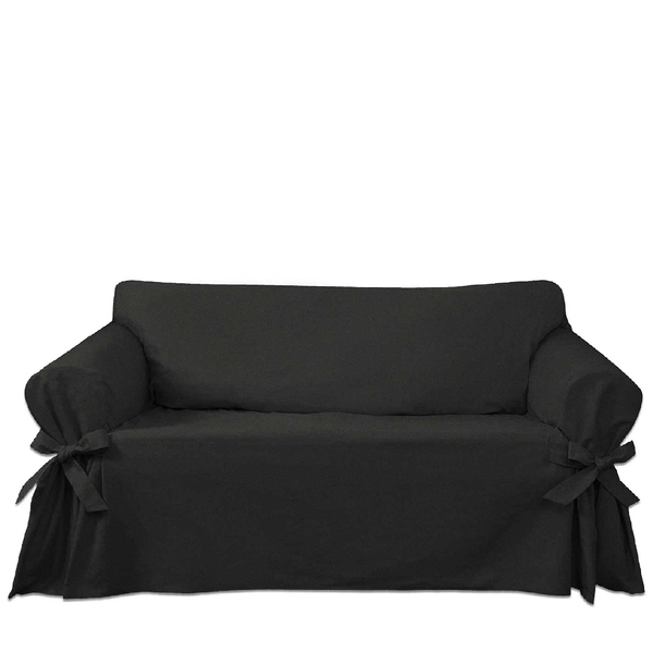 Capa Para Sofá De 4 Lugares Em Tecido Gorgurão Cor Preta