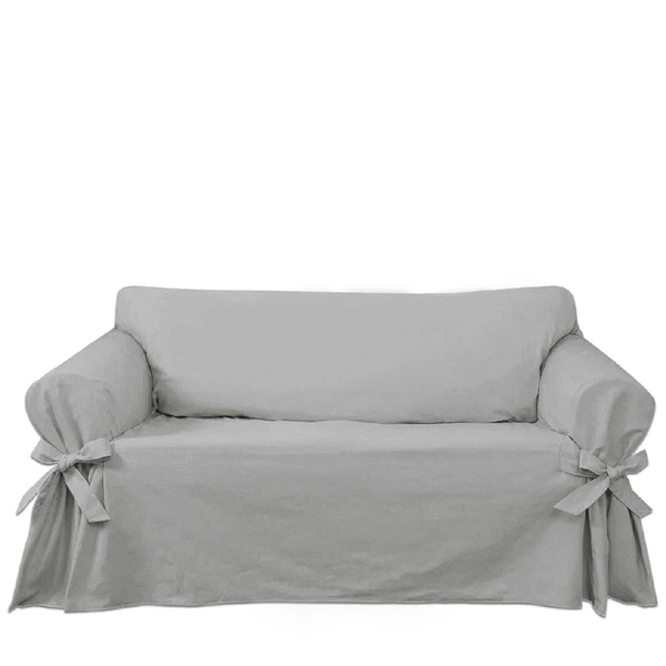 Capa Para Sofá De 5 Lugares Em Gorgurão Cor Cinza Claro