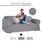 Capa Para Sofá De 5 Lugares Em Piquet Decoração Elegância Gra