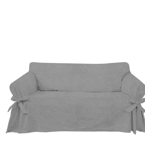 Capa Para Sofá De 5 Lugares Em Tecido Linho Grafite