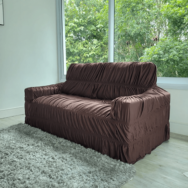 Capa Para Sofá Retrátil E Reclinável 4 Lugares Cor Marrom