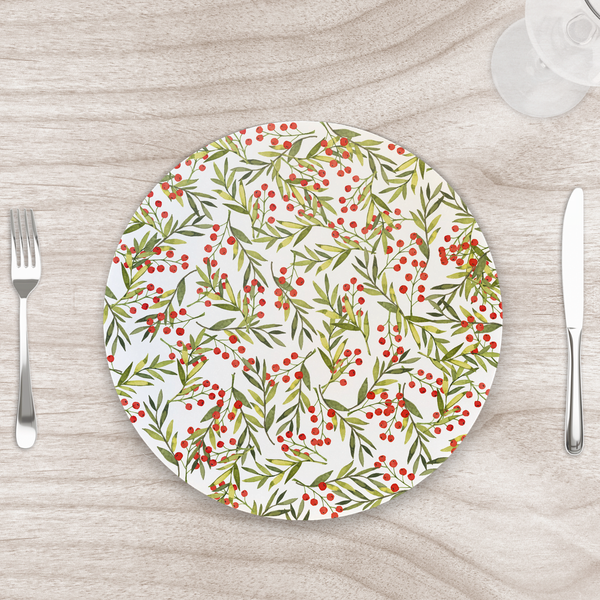 Capa Para Sousplat 35cm Natal Azevinho Grade Com Base - Kit C