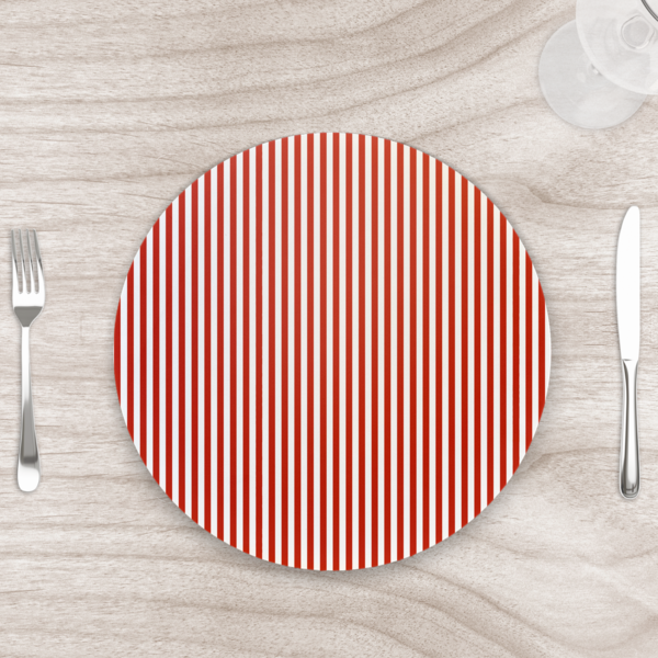 Capa Para Sousplat 35cm Natal Christmas Strips Vermelho Sem B