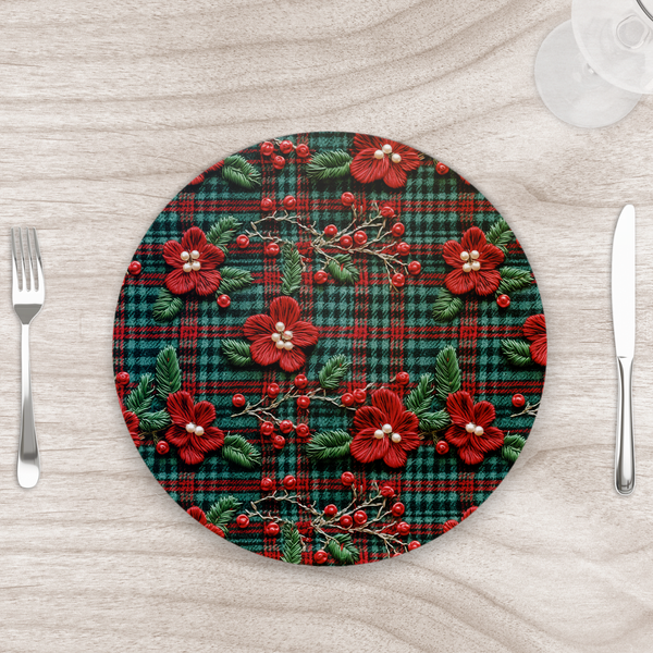 Capa Para Sousplat 35cm Natal Flores 3d Com Base - Kit Com 4