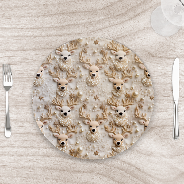 Capa Para Sousplat 35cm Natal Renas 3d Com Base - 1 Un.