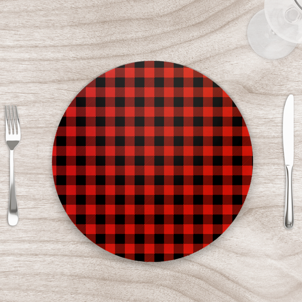 Capa Para Sousplat 35cm Natal Xadrez Buffalo Vermelho/preto S