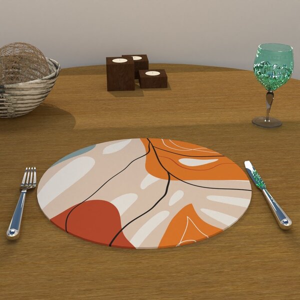 Capa Para Sousplat Abstrato Tons Terrosos Tecido Oxford - 35x