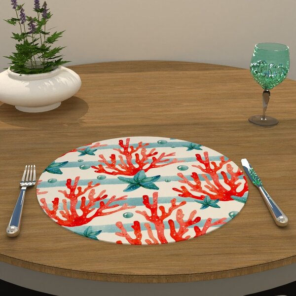 Capa Para Sousplat Algas Vermelhas Tecido Oxford - 35x35cm