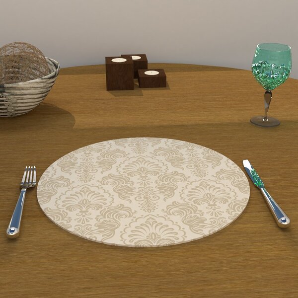 Capa Para Sousplat Arabesco Bege Tecido Oxford - 35x35cm