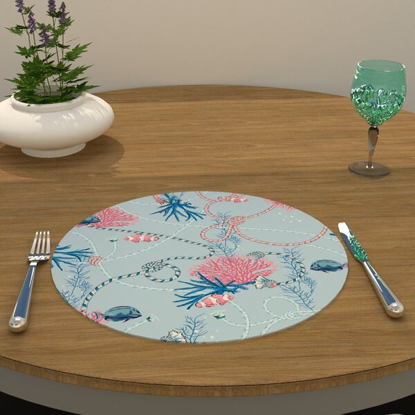 Capa Para Sousplat Azul Oceano Marinho Tecido Oxford - 35x35cm