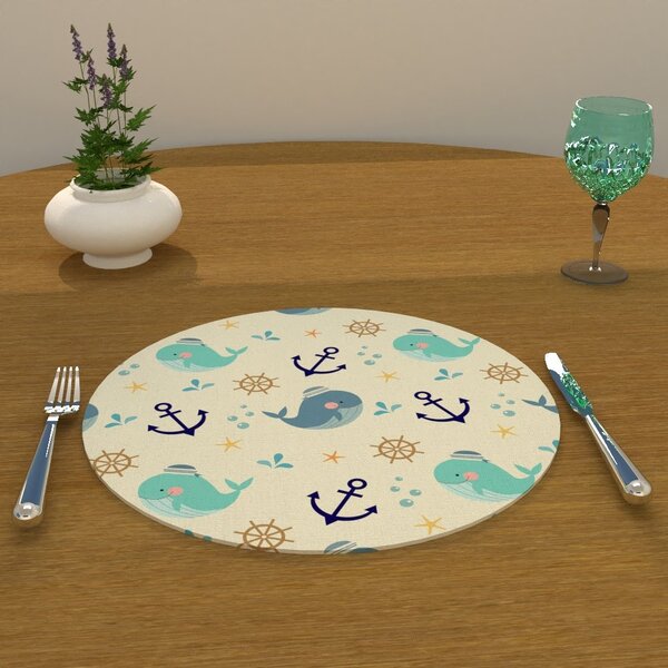 Capa Para Sousplat Bege Baleia E Acessórios Tecido Oxford - 3