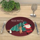 Capa Para Sousplat Bordo Papai Noel Rena E Pinguim Natal Teci