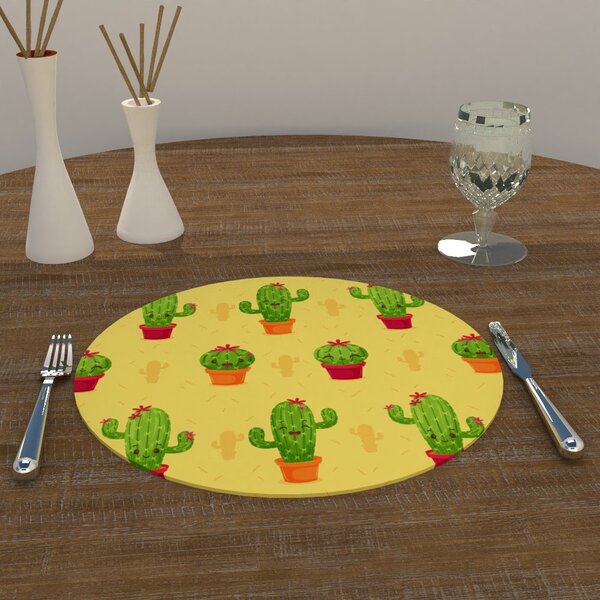 Capa Para Sousplat Cactos Tecido Oxford - 35x35cm