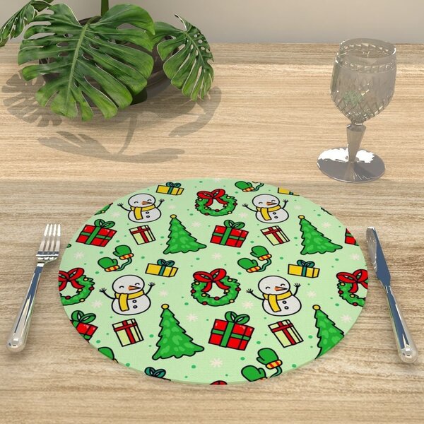 Capa Para Sousplat Enfeites Natalinos E Olaf Tecido Oxford -