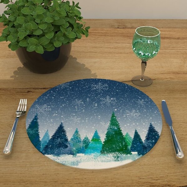 Capa Para Sousplat Flocos De Neve Natal Tecido Oxford - 35x35