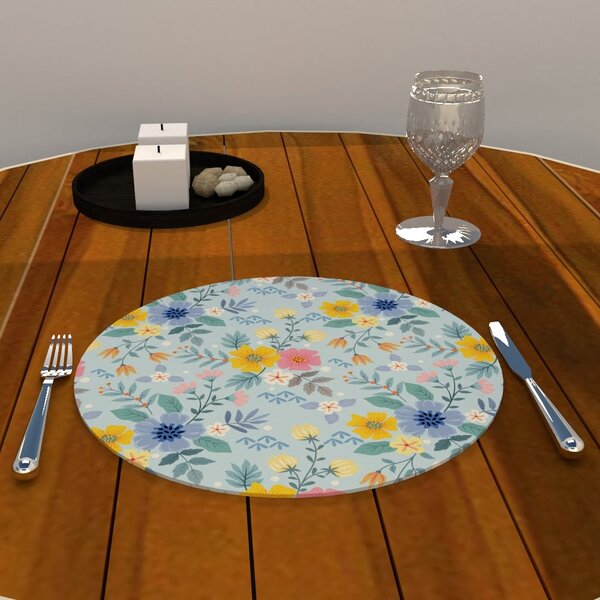 Capa Para Sousplat Flores Diversas Tecido Oxford - 35x35cm