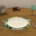 Capa Para Sousplat Folhas Verde E Flor Tecido Oxford - 35x35cm