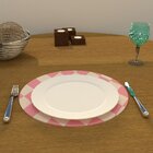 Capa Para Sousplat Geométrico Rosa E Bege Tecido Oxford - 35x