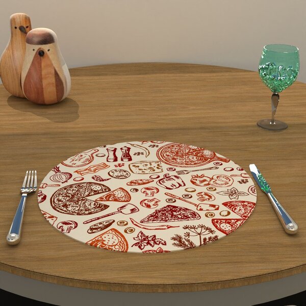 Capa Para Sousplat Ingredientes Pizza Tecido Oxford - 35x35cm