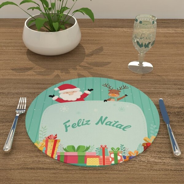 Capa Para Sousplat Papai Noel E Rena Natal Tecido Oxford - 35