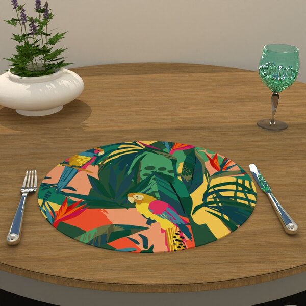 Capa Para Sousplat Pássaro Colorido Tecido Oxford - 35x35cm