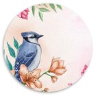 Capa Para Sousplat Pássaro E Flor Rosa Tecido Oxford - 35x35cm