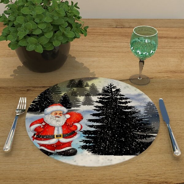 Capa Para Sousplat Pinheirinho De Natal E Papai Noel Tecido O