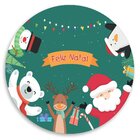 Capa Para Sousplat Verde Papai Noel E Personagens Feliz Natal