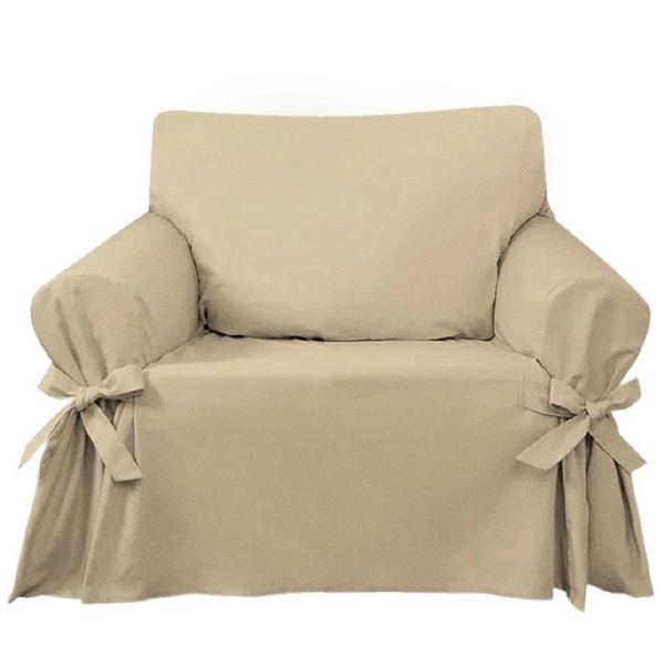 Capa Protetor De Sofá 1 Lugar Brim Peletizado Cor Bege