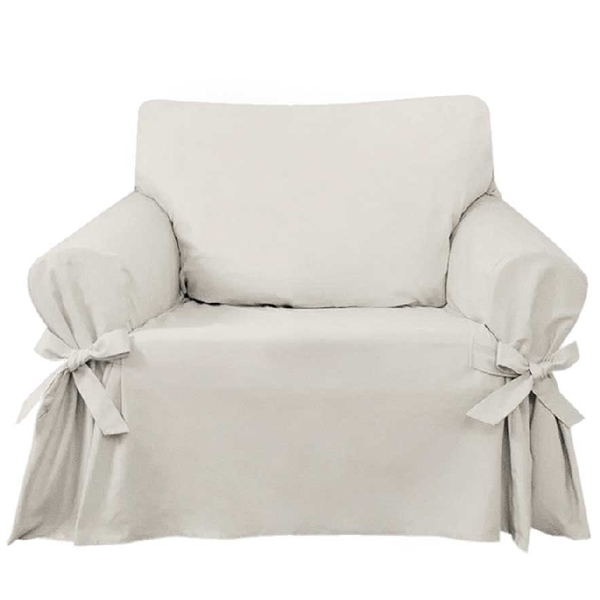 Capa Protetor De Sofá 1 Lugar Brim Peletizado Cor Crua