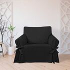 Capa Protetor de Sofá 1 Lugar Tecido Gorgurão Preto