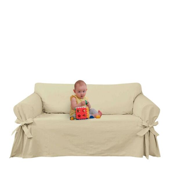Capa Protetor de Sofá 2 Lugares Brim Peletizado Natural