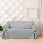 Capa Protetor de Sofá 2 Lugares Tecido Gorgurão Cinza