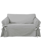 Capa Protetor De Sofá 2 Lugares Tecido Gorgurão Cor Cinza