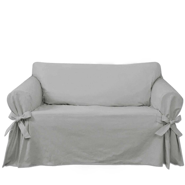 Capa Protetor De Sofá 2 Lugares Tecido Gorgurão Cor Cinza