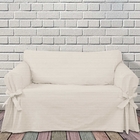 Capa Protetor De Sofá 2 Lugares Tecido Gorgurão Cor Crua