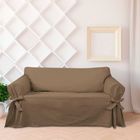 Capa Protetor de Sofá 2 Lugares Tecido Gorgurão Marrom