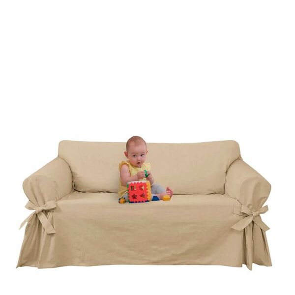 Capa Protetor de Sofá 3 Lugares Brim Peletizado Bege
