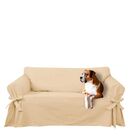 Capa Protetor De Sofá 4 Lugares Tecido Gorgurão Bege
