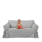 Capa Protetor de Sofá 5 Lugares Tecido Gorgurão Cinza