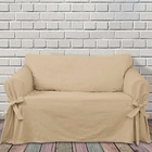 Capa Protetora Em Brim Peletizado Para Sofá 2 Lugares Cor Bege