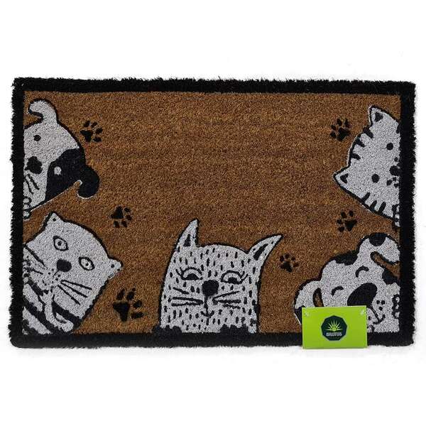 Capacho Animais Natural E Branco 40x60 Cm