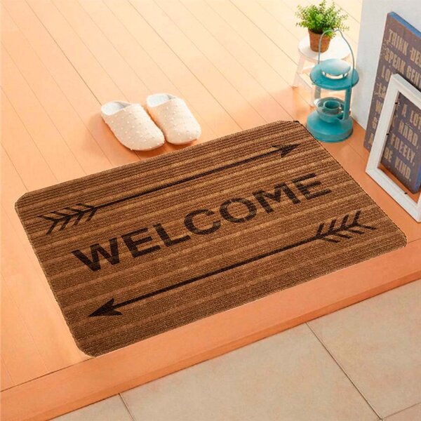 Capacho Carpet Welcome com Flechas Marrom Único