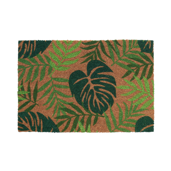 Capacho Retangular Coco Jungle Látex Áreas Internas Marrom e Verde 40x60cm Inspire