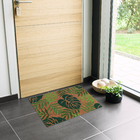 Capacho Retangular Coco Jungle Látex Áreas Internas Marrom e Verde 40x60cm Inspire